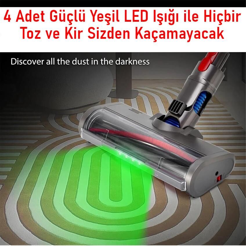 Valkyrie LED Işıklı Yumuşak Rulo Süpürge Başlığı Dyson V7/V8/V10/V11/V15 Uyumlu