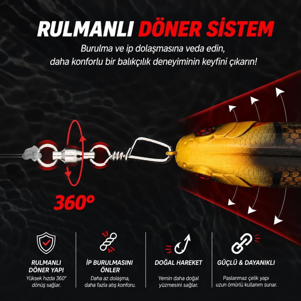 Valkyrie 25 Adet Rulmanlı Döner Klips Coastlock Snap – 360° Paslanmaz Çelik Fırdöndü Set #6