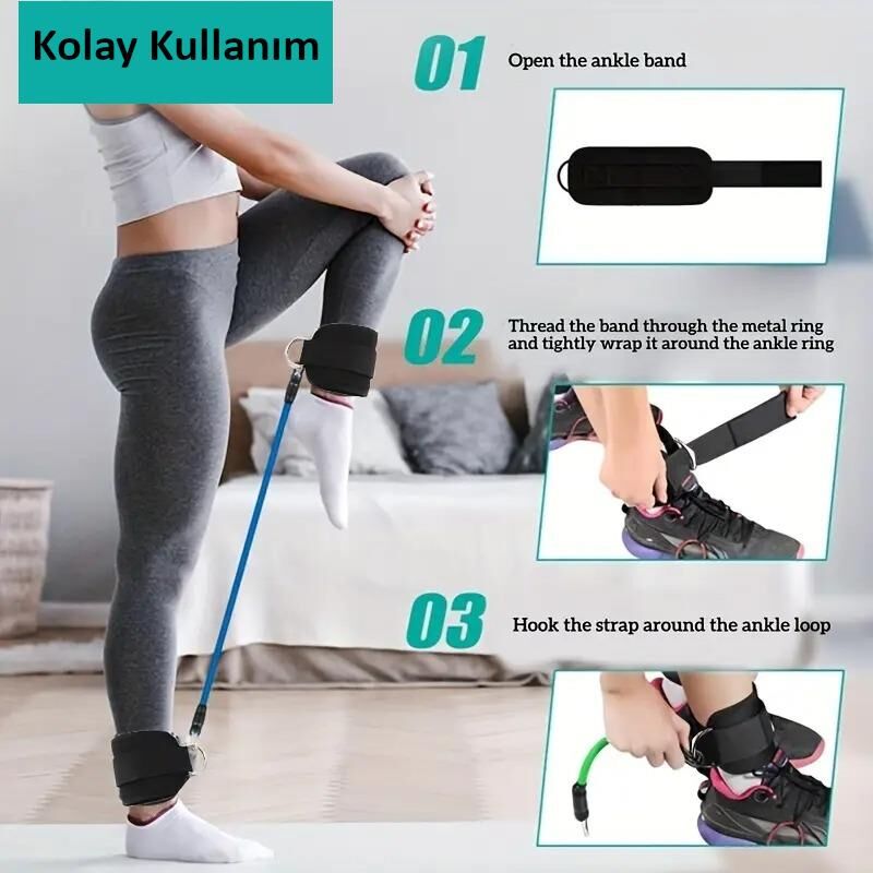 Valkyrie 6 Parça Baldır Kalça Egzersiz Seti Bacak Direnç Tansiyon Lastiği Pilates Yoga Destekleyici