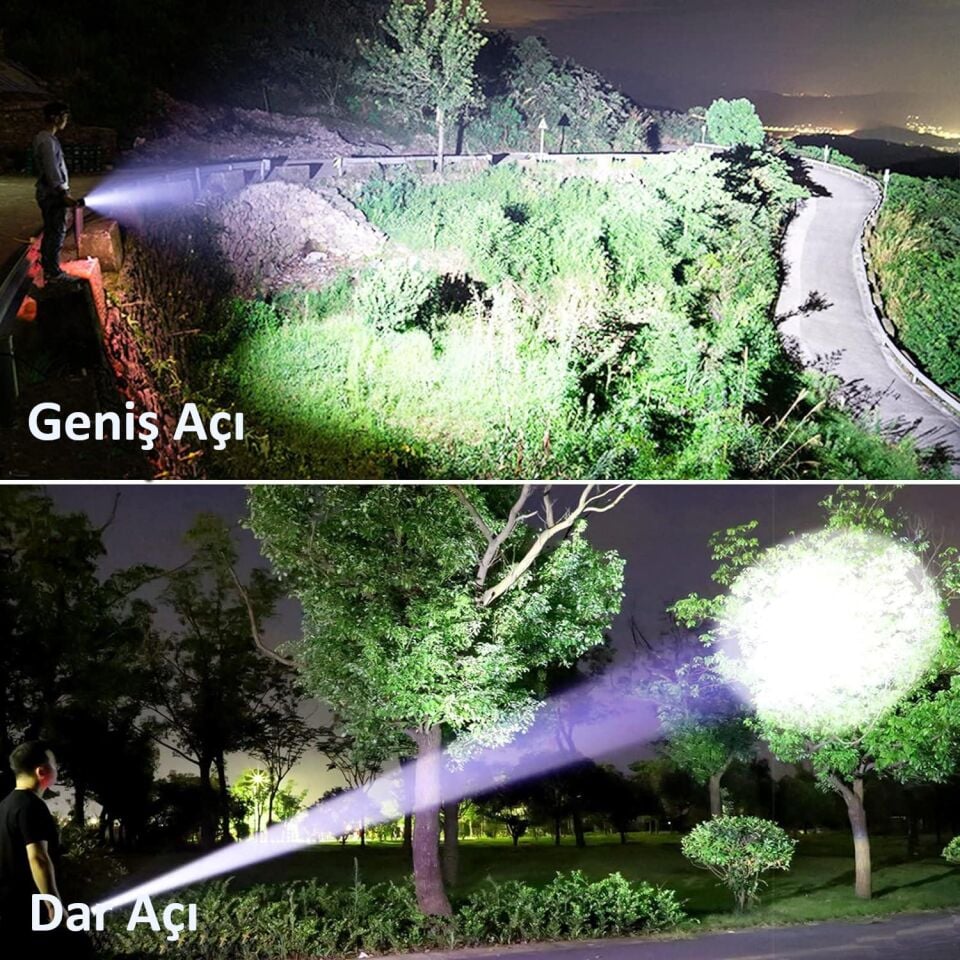Valkyrie Şarjlı LED Ultra Güçlü El Feneri 2400mAh Zoom Darbeye Suya Dayanıklı 1. Kalite