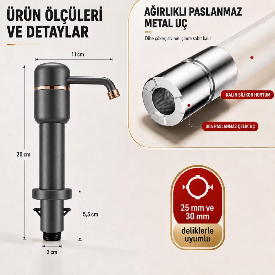 Valkyrie Tezgah Üstü Ankastre Sıvı Sabunluk Pompası 360° Döner Paslanmaz Sabun Dispenseri Siyah