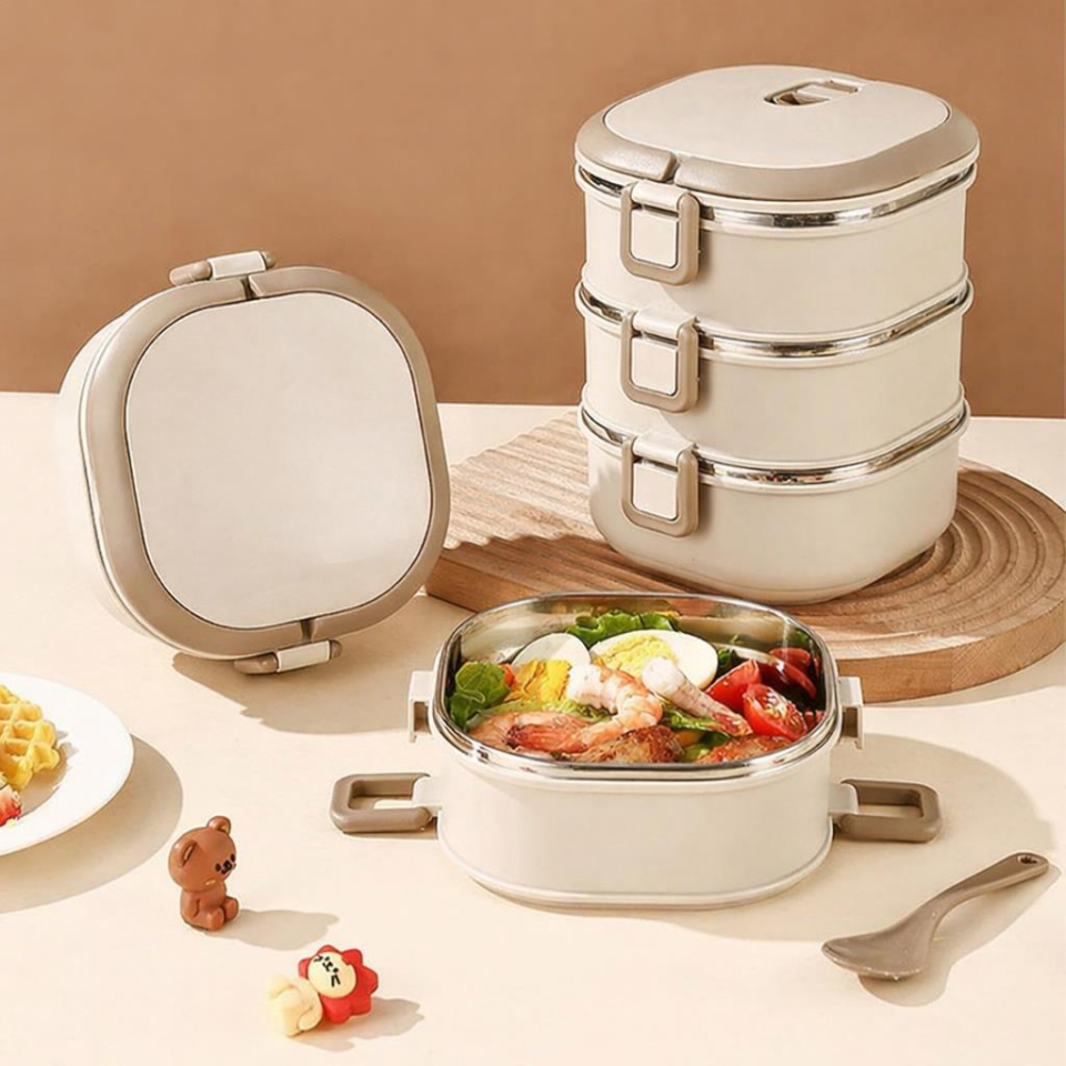 Valkyrie 3 Katlı Yemek Kabı 2100 ml – Termal Çantalı Lunch Box, 304 Paslanmaz Çelik, BPA İçermez