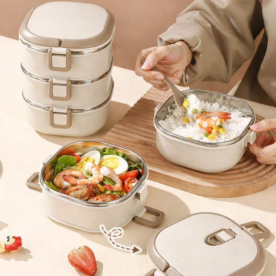 Valkyrie 3 Katlı Yemek Kabı 2100 ml – Termal Çantalı Lunch Box, 304 Paslanmaz Çelik, BPA İçermez