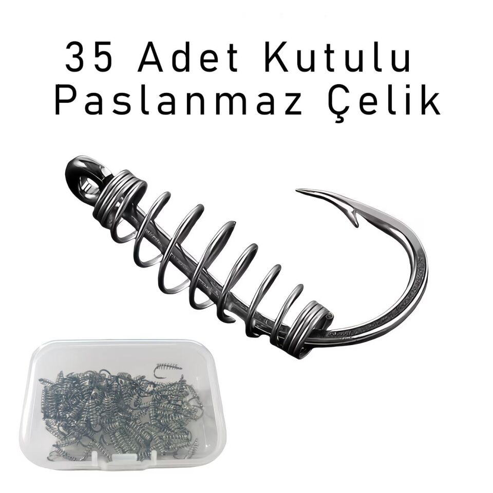 Valkyrie 35 Adet Yaylı Balık Kancası Seti – Paslanmaz Çelik Hazneli Yem Tutucu Olta İğnesi #5-#11