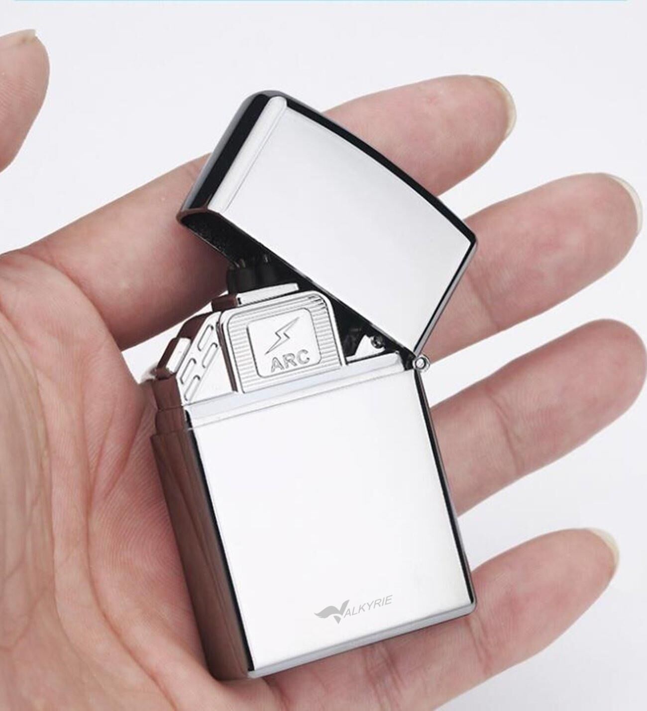Valkyrie USB Şarjlı Elektronik Çakmak | 4 Elektrotlu X Tip Mor Arc | Rüzgar Geçirmez, Alevsiz Silver
