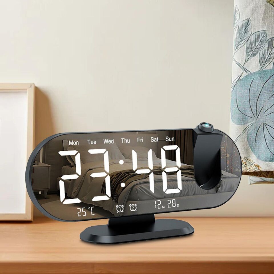 Valkyrie Projeksiyon Çift Alarm Dereceli LED Masa Saati