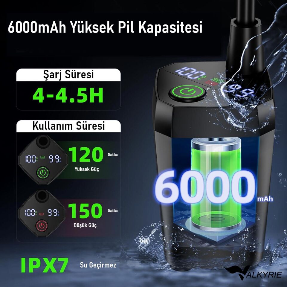 Valkyrie Akıllı LED Ekranlı Taşınabilir Duş & Su Pompası – Kamp Bahçe ve Seyahat için Şarjlı Kolay Kurulum