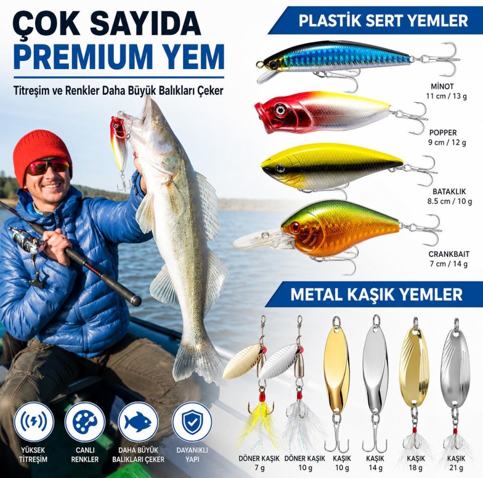 Valkyrie Profesyonel Balık Avı Seti – 354 Parça Yem, Kanca, Kurşun, Sahte Yem Kutulu Full Set