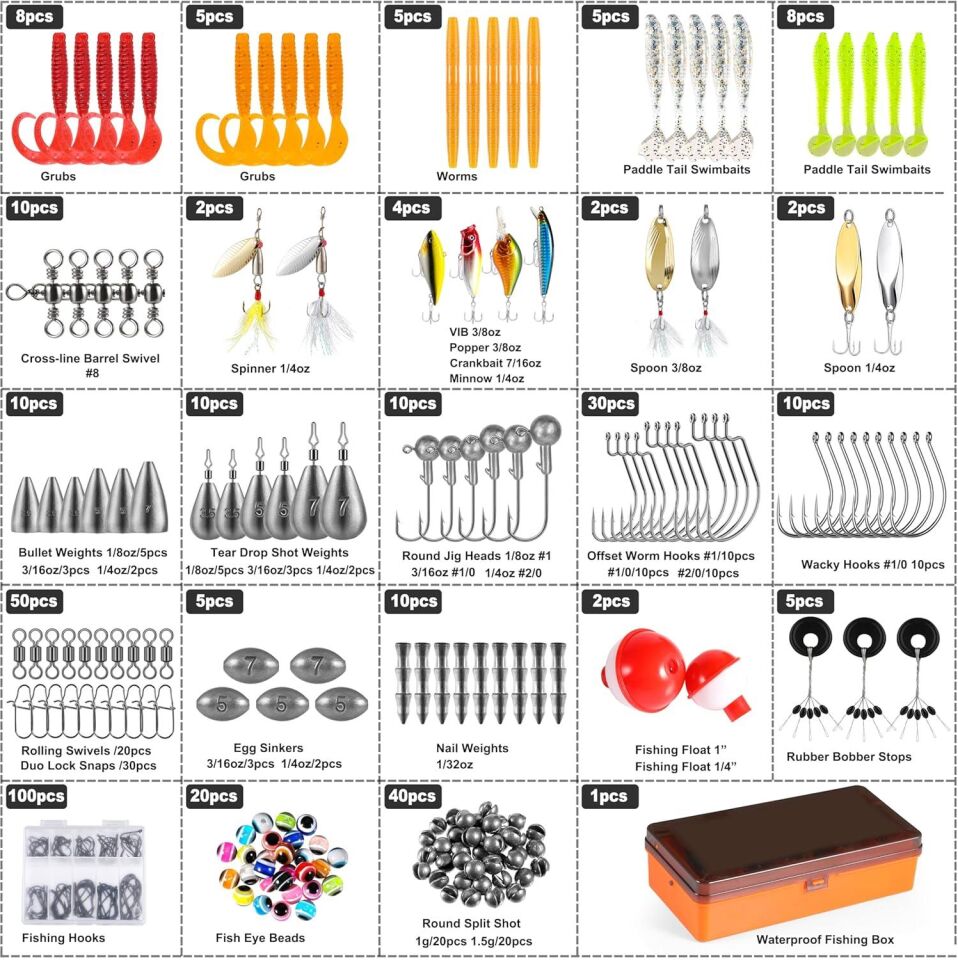Valkyrie Profesyonel Balık Avı Seti – 354 Parça Yem, Kanca, Kurşun, Sahte Yem Kutulu Full Set