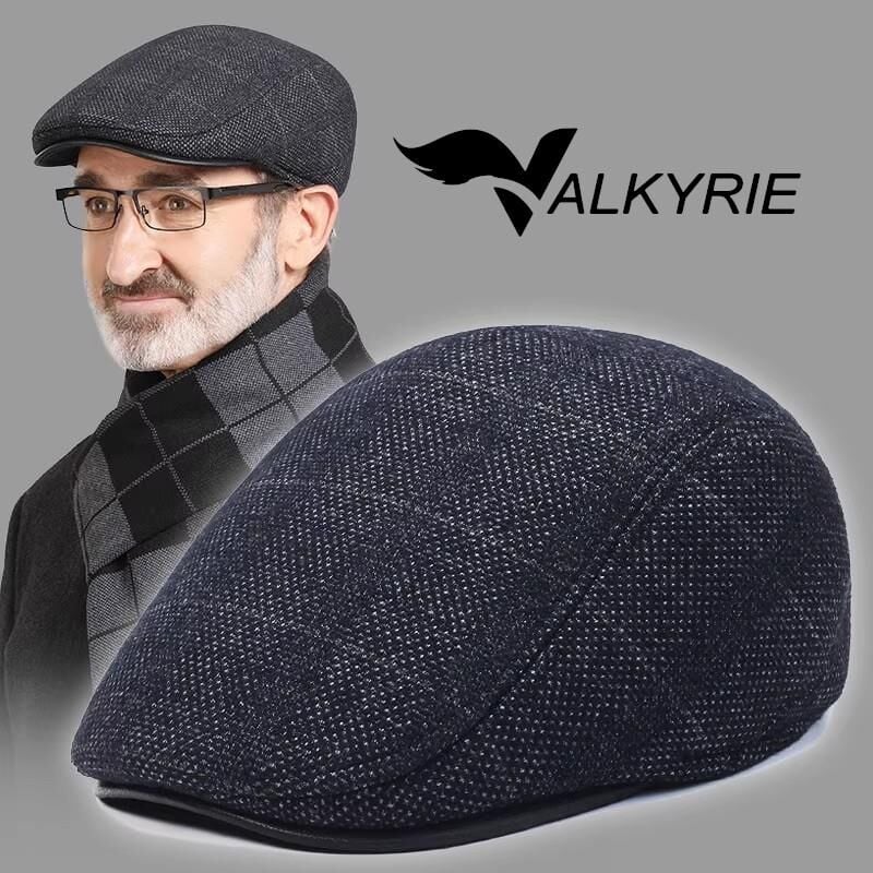 Valkyrie Erkek Kışlık Kaşe Kasket Şapka Kulaklıklı Sıcak Tutan İngiliz Tarzı Şapka Lacivert