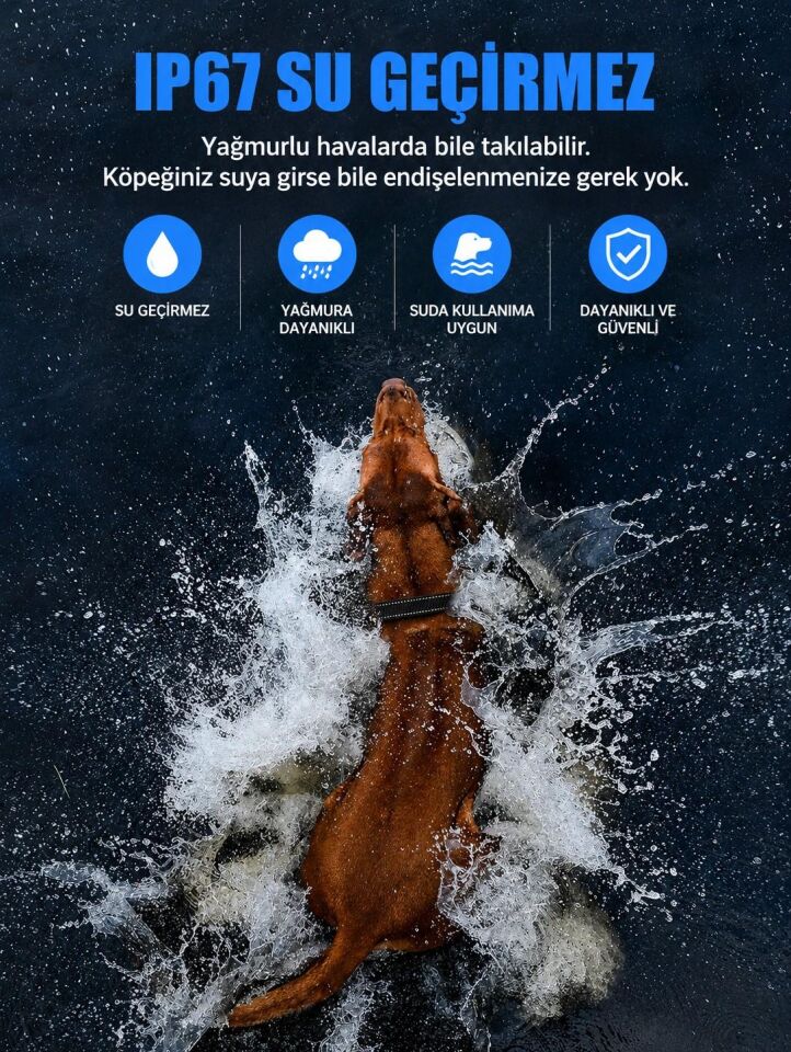 Valkyrie Köpek Havlama Önleyici Tasma Şarjlı Titreşim ve Ses Uyarılı IP67 Su Geçirmez Eğitim Tasması