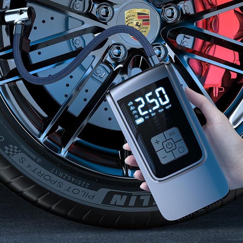 Valkyrie 150PSI 6000mAh Şarjlı Araba Top Bisiklet Hava Pompası LED Akıllı Powerbank