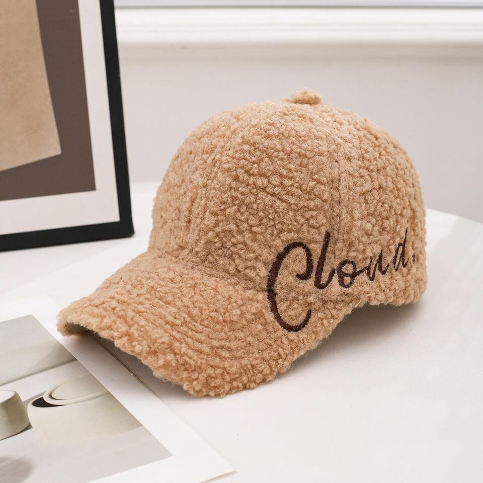 Valkyrie Peluş Şapka Kadın Erkek Unisex Kışlık Şapka Cloud Nakışlı Ayarlanabilir Teddy Şapka Kahve