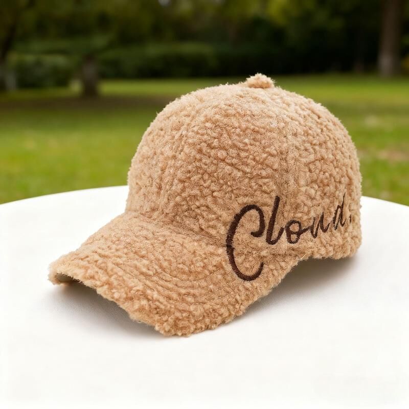 Valkyrie Peluş Şapka Kadın Erkek Unisex Kışlık Şapka Cloud Nakışlı Ayarlanabilir Teddy Şapka Kahve