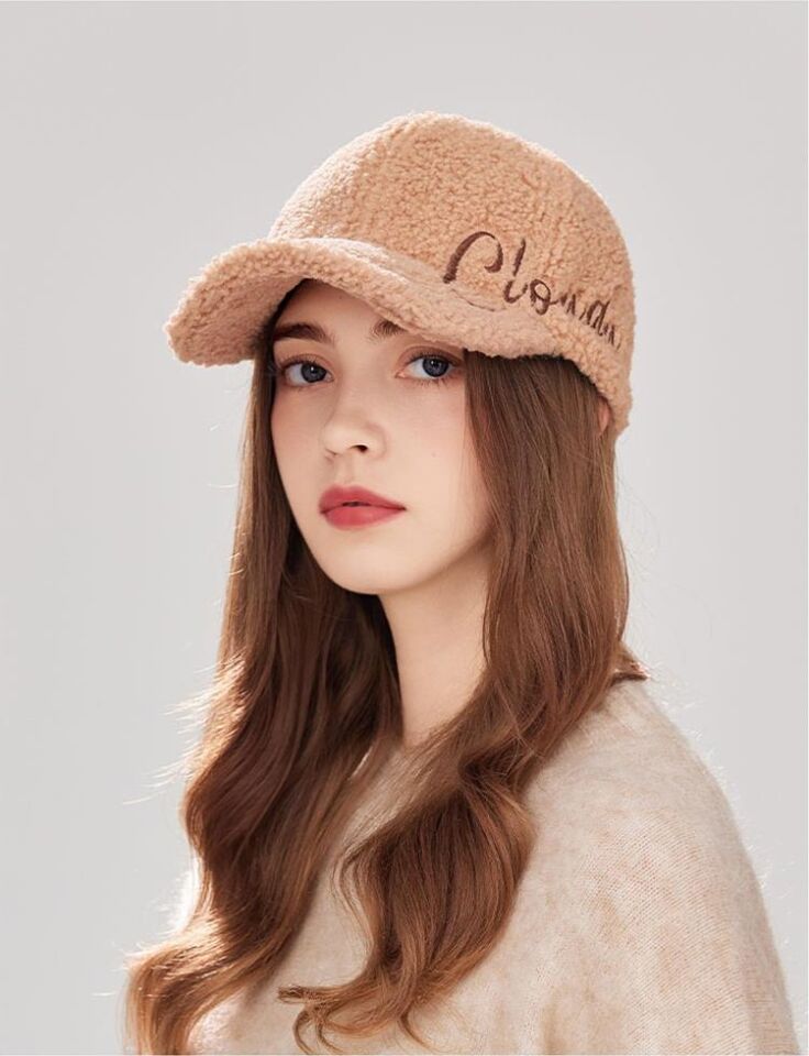 Valkyrie Peluş Şapka Kadın Erkek Unisex Kışlık Şapka Cloud Nakışlı Ayarlanabilir Teddy Şapka Kahve