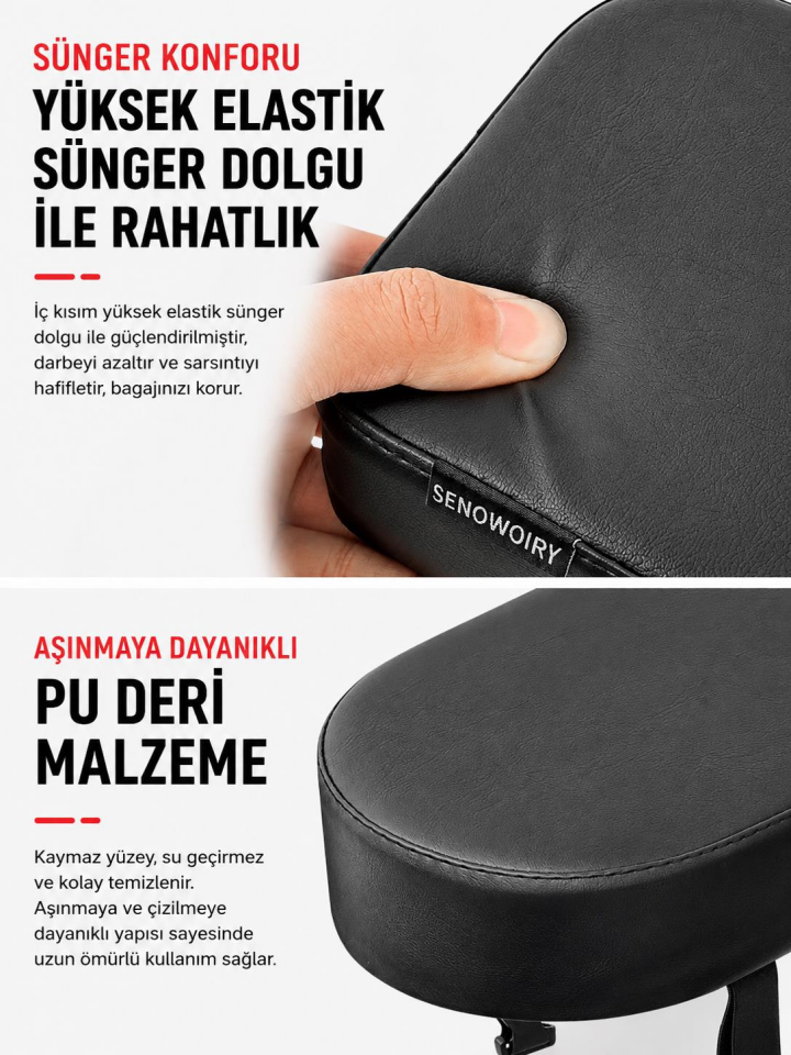 Valkyrie Bisiklet Arka Koltuk Minderi Sele Yastığı Kalın Sünger Hızlı Tokalı Arka Bagaj Sele Minderi