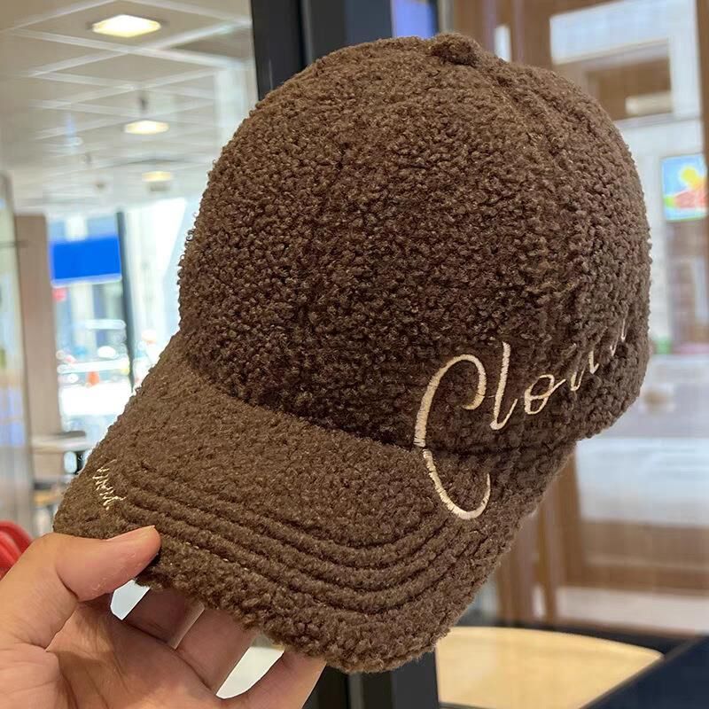 Valkyrie Peluş Şapka Kadın Erkek Unisex Kışlık Şapka Cloud Nakışlı Ayarlanabilir Teddy Şapka Koyu Kahve