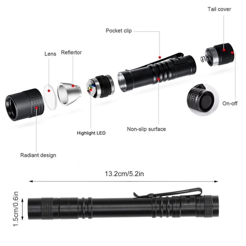 Valkyrie 395nm Ultraviyole UV Kalem El Feneri - Alüminyum Darbeye Suya Dayanıklı Cep Feneri Klipsli Kalem Fener Blacklight