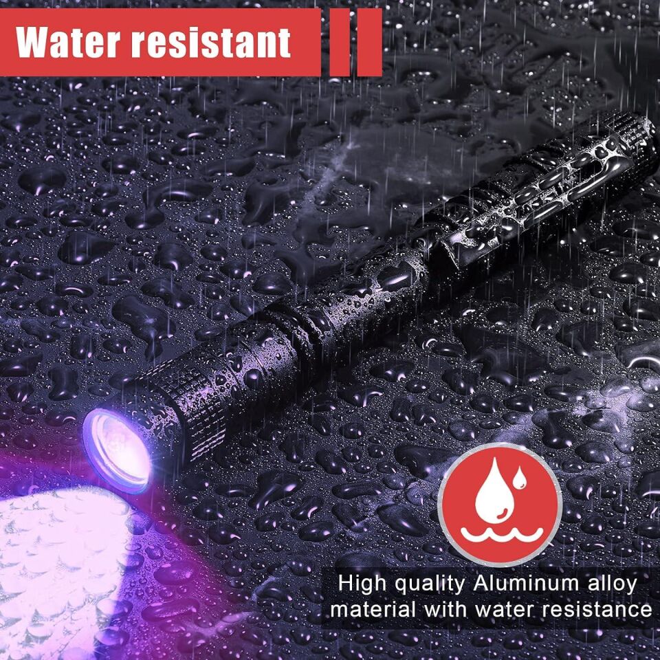 Valkyrie 395nm Ultraviyole UV Kalem El Feneri - Alüminyum Darbeye Suya Dayanıklı Cep Feneri Klipsli Kalem Fener Blacklight