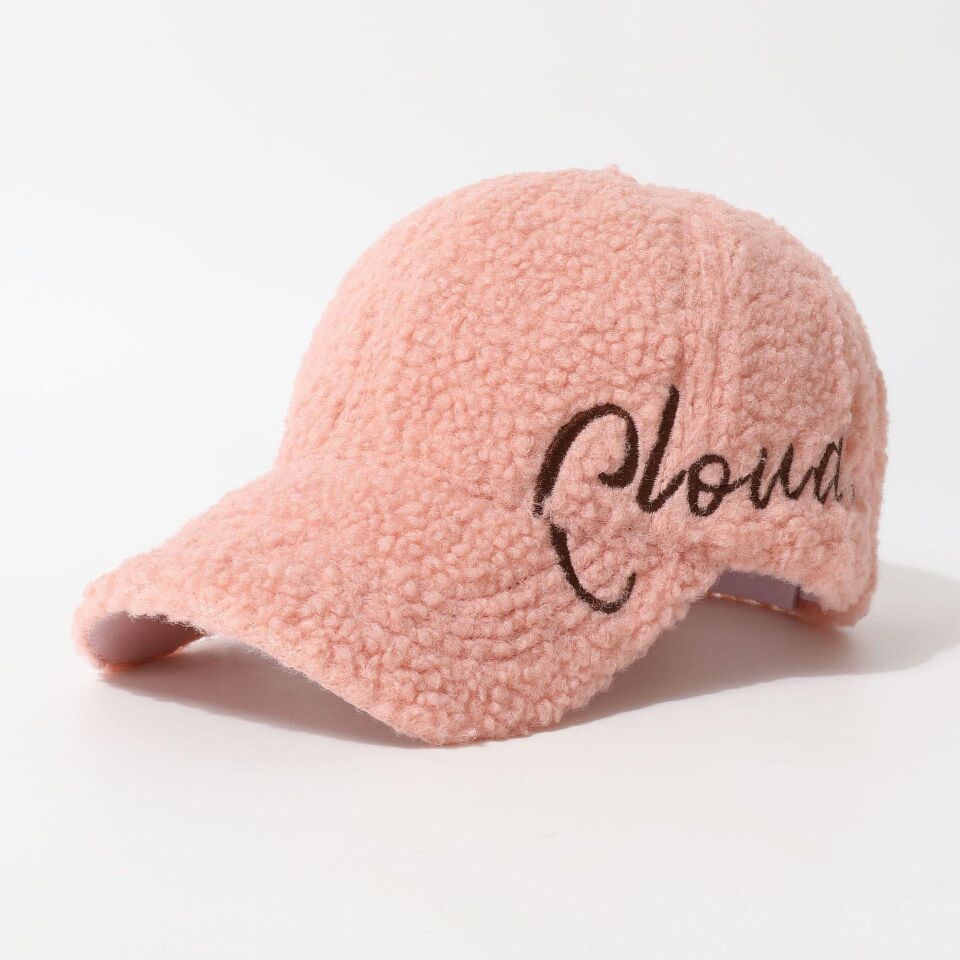 Valkyrie Peluş Şapka Kadın Erkek Unisex Kışlık Şapka Cloud Nakışlı Ayarlanabilir Teddy Şapka Pembe