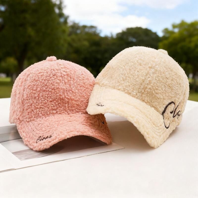 Valkyrie Peluş Şapka Kadın Erkek Unisex Kışlık Şapka Cloud Nakışlı Ayarlanabilir Teddy Şapka Pembe