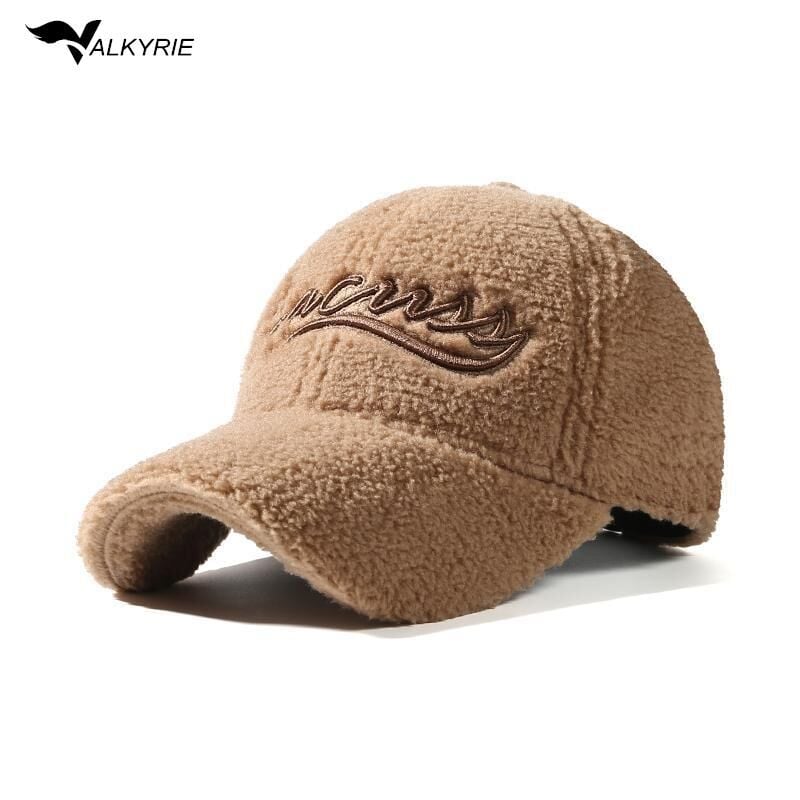 Valkyrie Peluş Şapka Kadın Erkek Unisex Kışlık Şapka Nakışlı Ayarlanabilir Teddy Şapka Açık Kahve