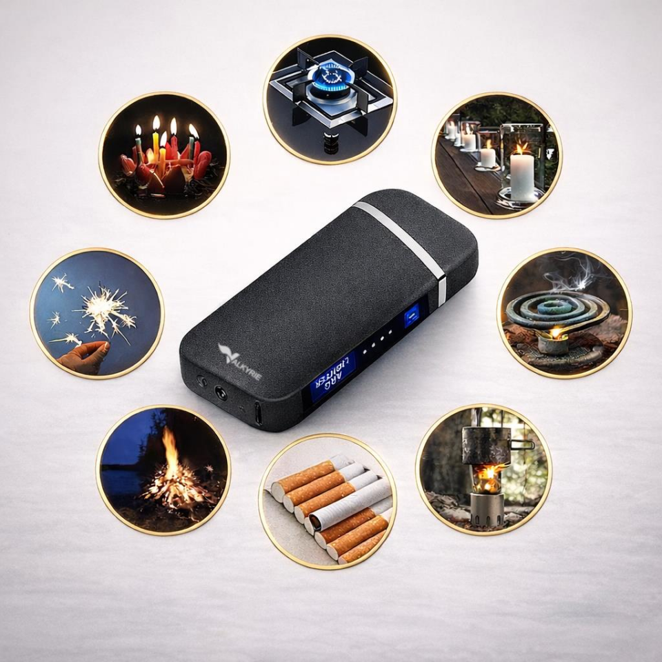 Valkyrie Şarjlı Gazsız Dokunmatik USB Çakmak Plazma Mat Siyah