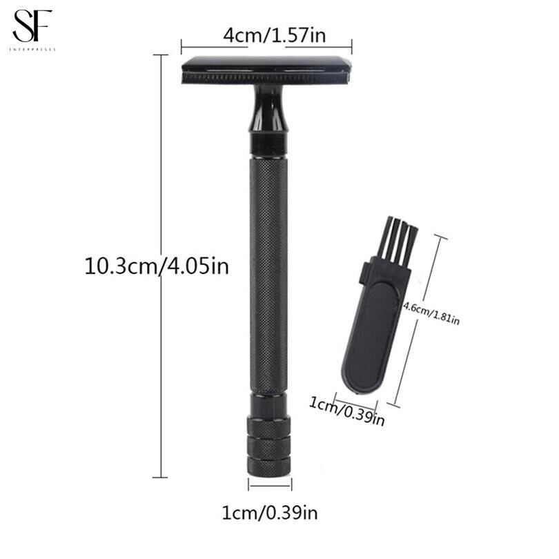 Valkyrie Siyah Metal Tıraş Seti – Double Edge Klasik Tıraş Aleti + Yedek Jilet + Fırça + Stand