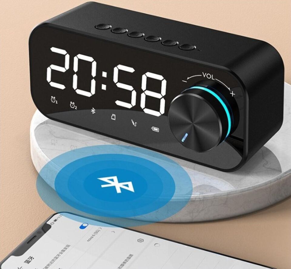 Valkyrie Bluetooth Şarjlı Alarmlı USB/SD Aynalı Masa Saati