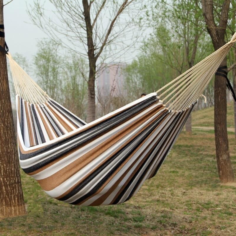 Valkyrie Çift Kişilik XL 260x150cm Kemerli Kolay Kurulabilir Kanvas Hamak Çantalı Kahve