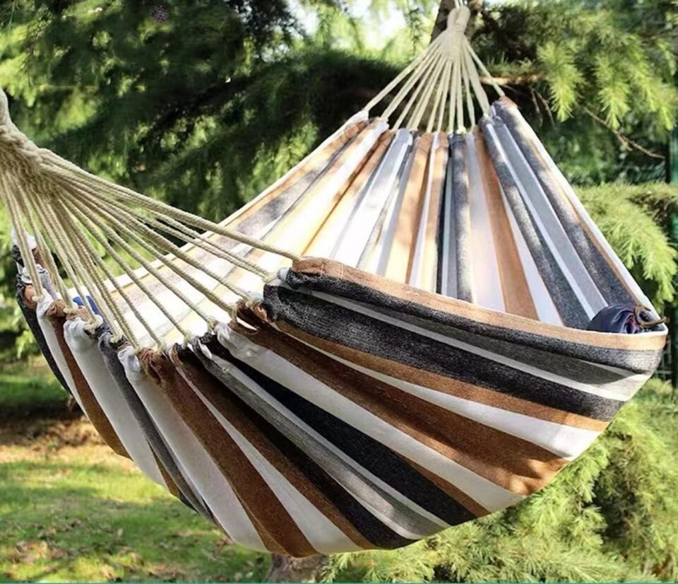 Valkyrie Çift Kişilik XL 260x150cm Kemerli Kolay Kurulabilir Kanvas Hamak Çantalı Kahve