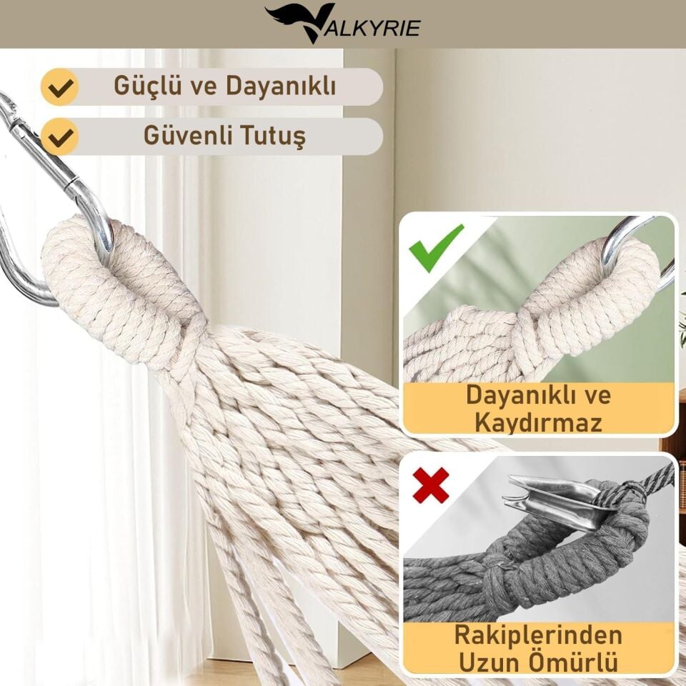 Valkyrie Çift Kişilik XL 260x150cm Kemerli Kolay Kurulabilir Kanvas Hamak Çantalı Mavi