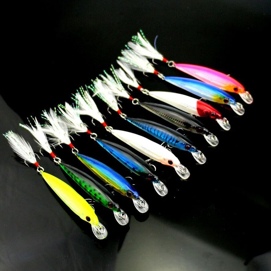 Valkyrie 10 Adet 9cm 7.2gr Tüylü Minnow Rapala Suni Spin Olta Balık Yemi