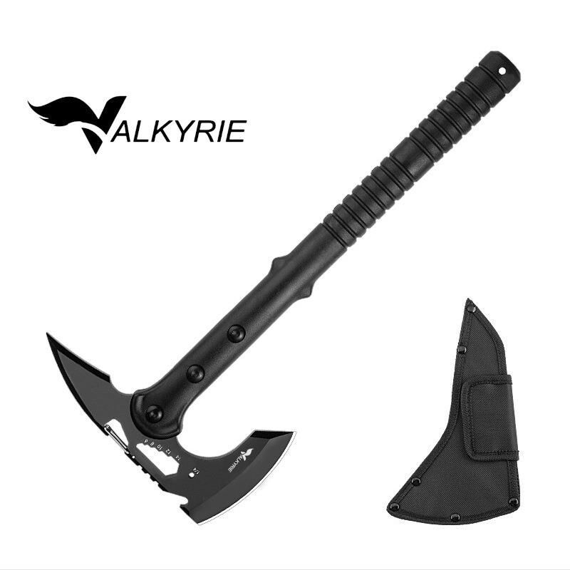 Valkyrie Çok Amaçlı Kamp Baltası – Outdoor Survival Balta – Çok Fonksiyonlu Çelik Başlık – Odun Kesme, Avcılık, Kamp