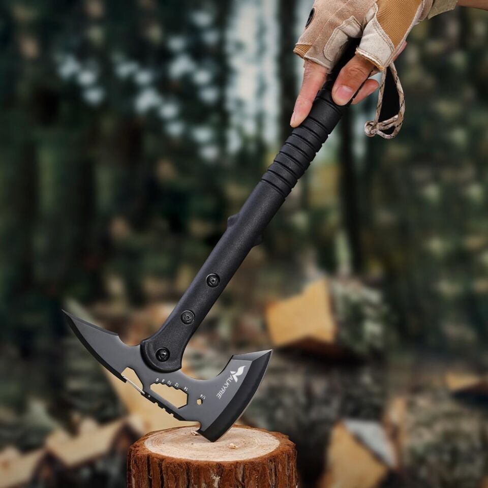 Valkyrie Çok Amaçlı Kamp Baltası – Outdoor Survival Balta – Çok Fonksiyonlu Çelik Başlık – Odun Kesme, Avcılık, Kamp