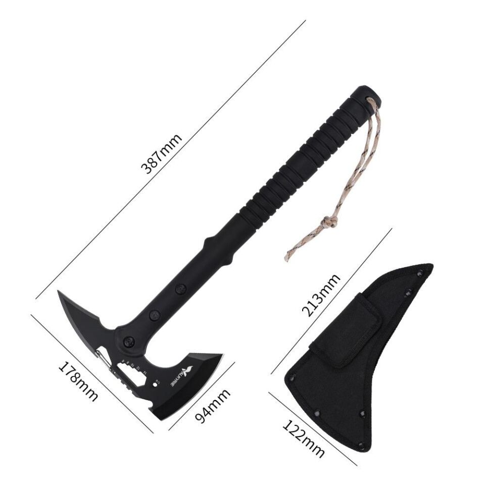 Valkyrie Çok Amaçlı Kamp Baltası – Outdoor Survival Balta – Çok Fonksiyonlu Çelik Başlık – Odun Kesme, Avcılık, Kamp