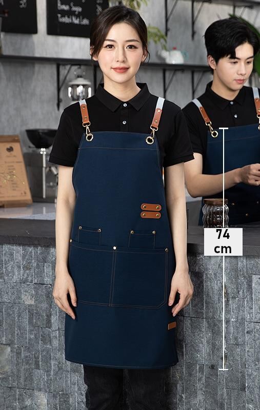 Valkyrie Suya Dayanıklı Barista Önlüğü Ayarlanabilir Askılı Cepli Mutfak Kafe Garson Önlüğü Lacivert 74 cm