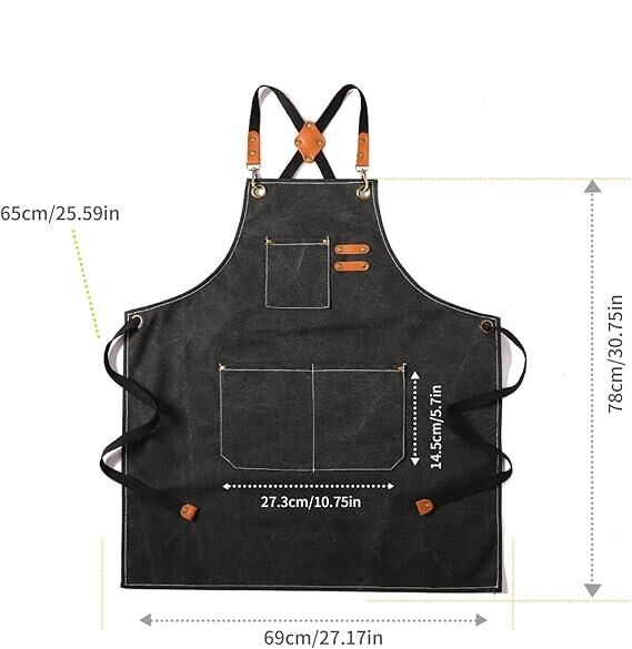 Valkyrie Unisex Kanvas Mutfak Önlüğü Ayarlanabilir Askılı Cepli Barista Garson Servis Önlüğü Siyah