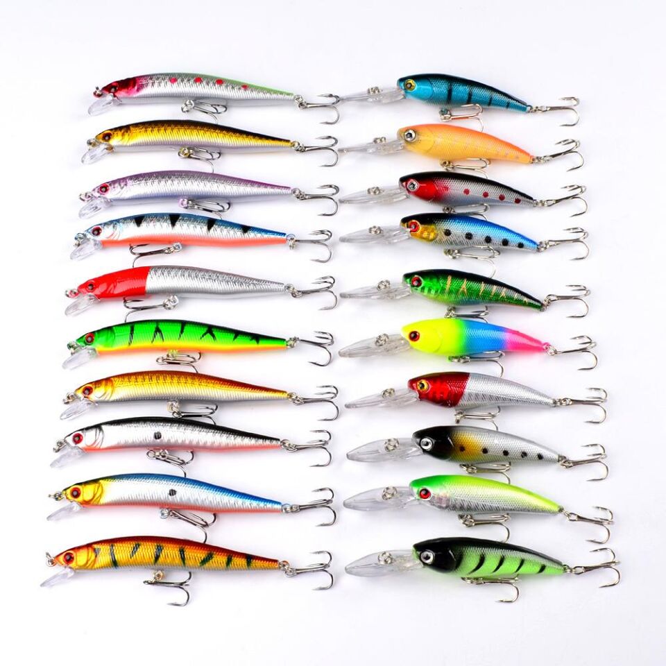 Valkyrie 20 Adet Karışık Minnow Crankbait Swimbait Rapala Sahte Yem Olta Seti Balık İğnesi