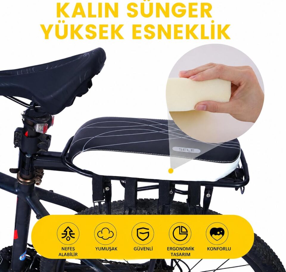 Valkyrie Bisiklet Arka Koltuk Minderi Kalın Süngerli Arka Sele Pedi Bagaj Üstü Yolcu Koltuğu Su Geçirmez