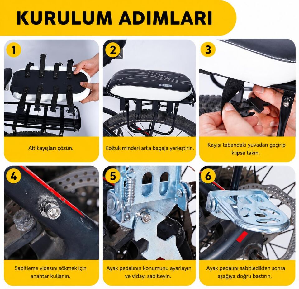 Valkyrie Bisiklet Arka Koltuk Minderi Kalın Süngerli Arka Sele Pedi Bagaj Üstü Yolcu Koltuğu Su Geçirmez
