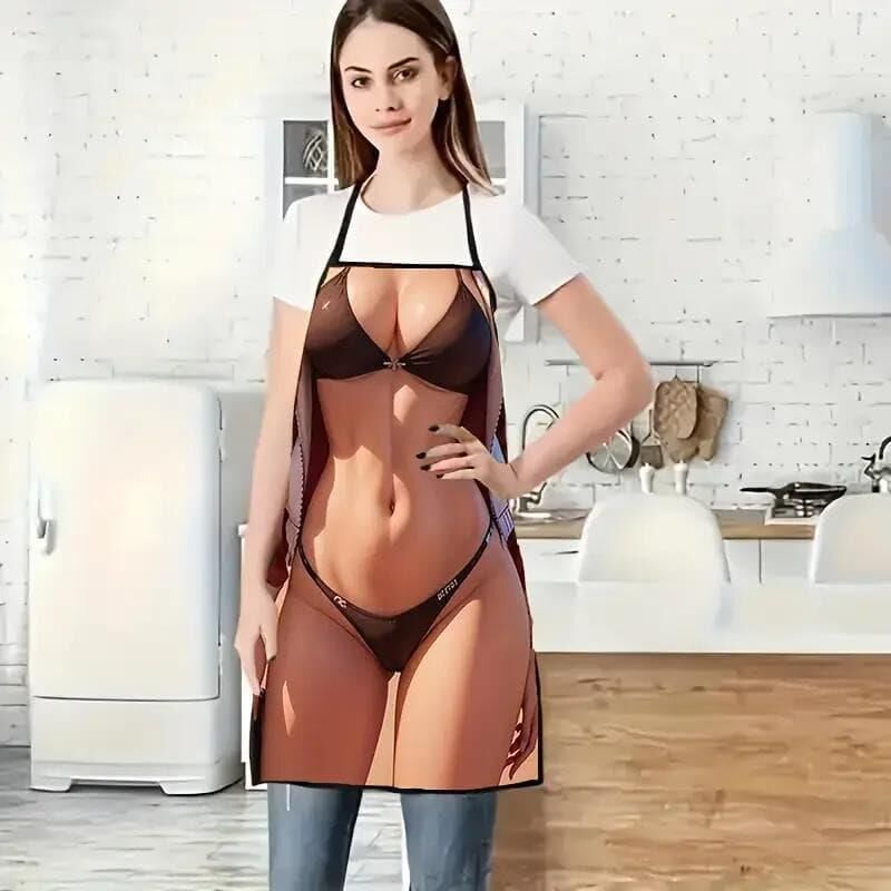 Valkyrie Bikini Esprili Mutfak Önlüğü Baskılı Unisex Parti Barbekü Mutfak Önlüğü 80x60 cm