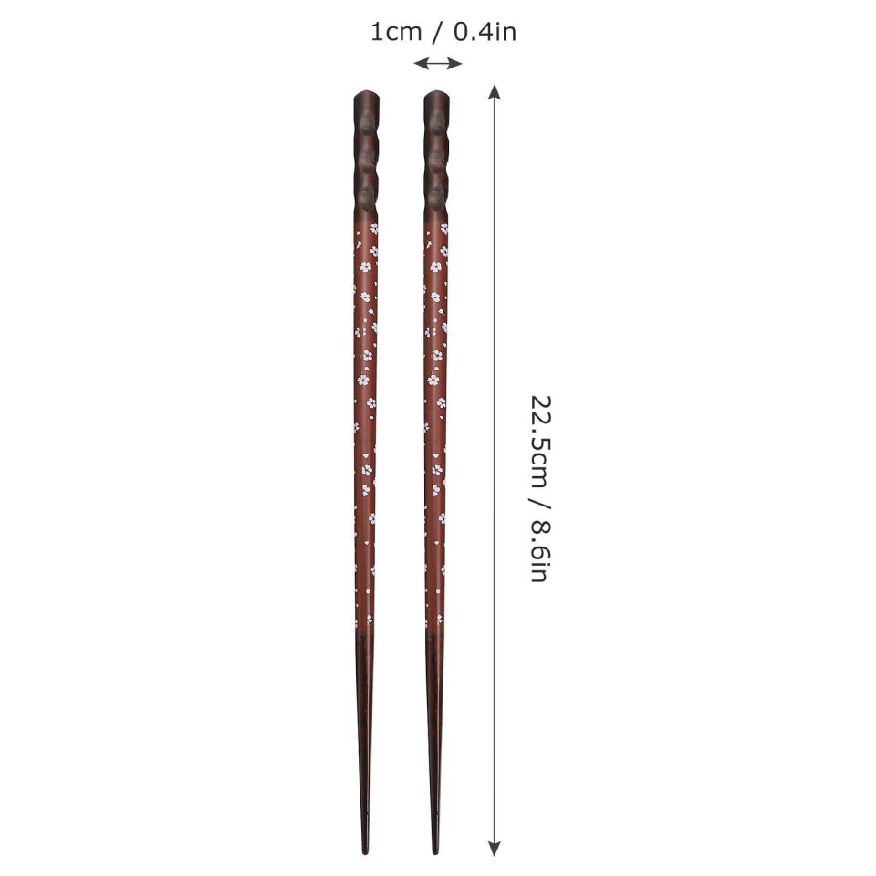 Valkyrie 4 Çift Doğal Ahşap Yemek Çubuğu Seti 8 Adet Japon Chopstick 4 Yaprak Ahşap Tutacak, Kutulu 22,5cm