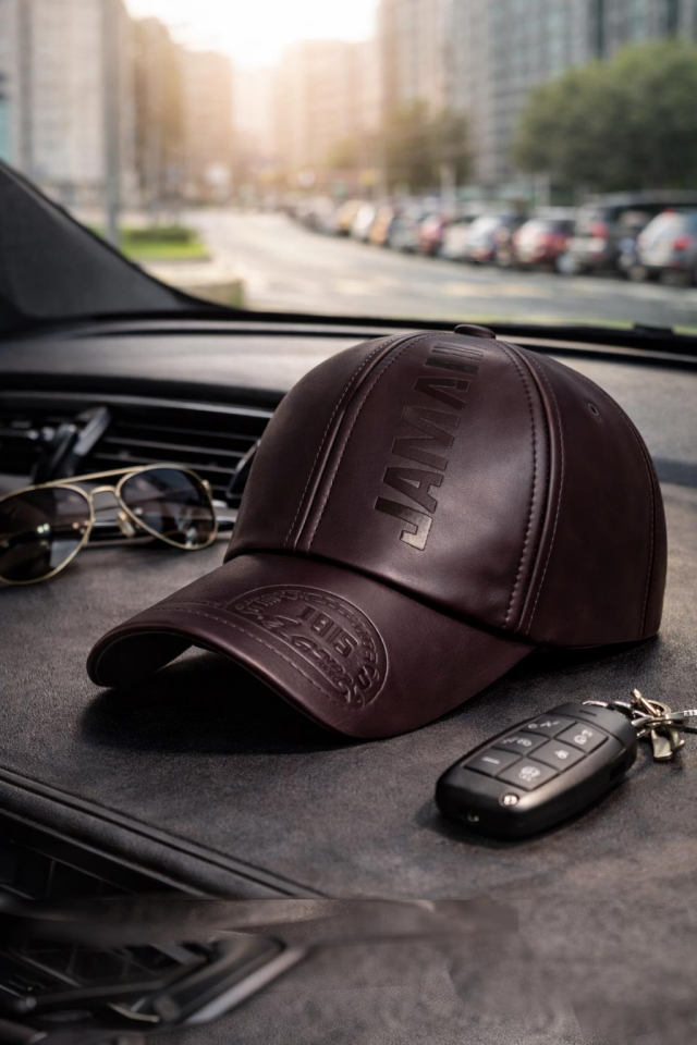 Valkyrie Erkek Koyu Kahverengi Deri Şapka Kavisli Siperlikli Ayarlanabilir Spor Günlük Baseball Cap