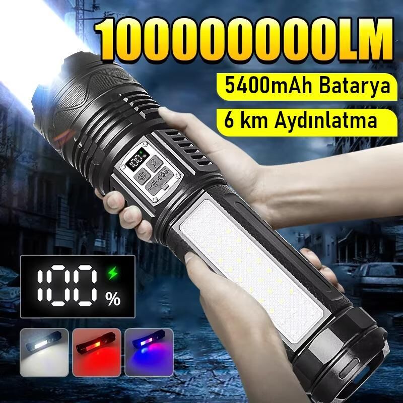 Valkyrie Şarjlı El Feneri 5400mAh 30W 9 Mod Powerbank Özellikli 6KM Aydınlatma