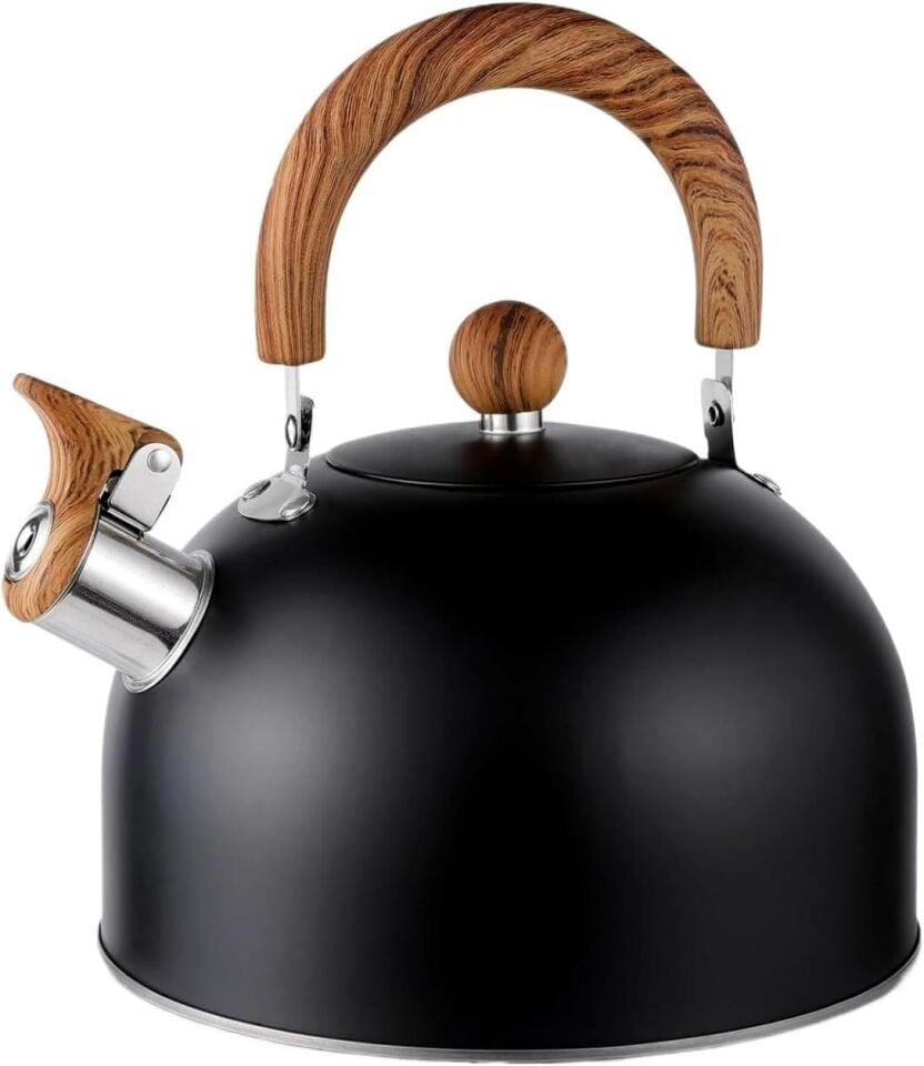 Valkyrie 3L Düdüklü Kettle Su Isıtıcı Çaydanlık Paslanmaz Çelik Yüksek Islıklı Siyah