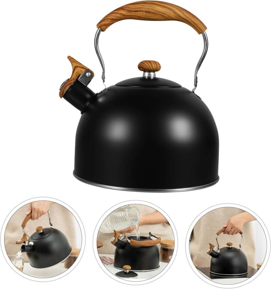 Valkyrie 3L Düdüklü Kettle Su Isıtıcı Çaydanlık Paslanmaz Çelik Yüksek Islıklı Siyah