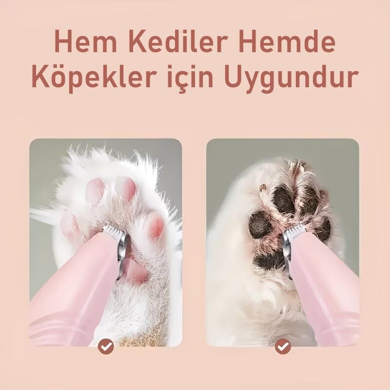 Valkyrie Kedi Köpek Pati Tüy Kesme Makinesi Sessiz Hassas Bölge Traş Cihazı Seramik & Çelik Bıçaklı Pembe