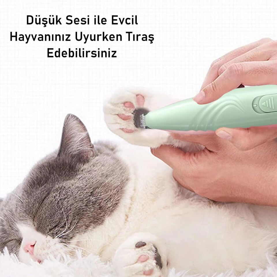 Valkyrie Kedi Köpek Pati Tüy Kesme Makinesi Sessiz Hassas Bölge Traş Cihazı Seramik & Çelik Bıçaklı