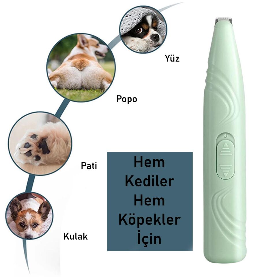 Valkyrie Kedi Köpek Pati Tüy Kesme Makinesi Sessiz Hassas Bölge Traş Cihazı Seramik & Çelik Bıçaklı